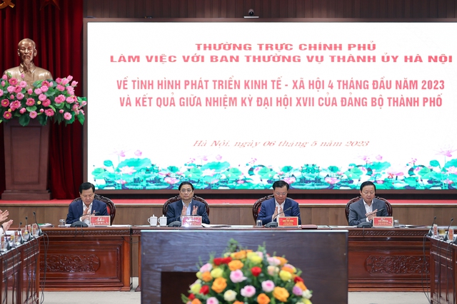 ​Thường trực Chính phủ làm việc với Ban Thường vụ Thành ủy Hà Nội